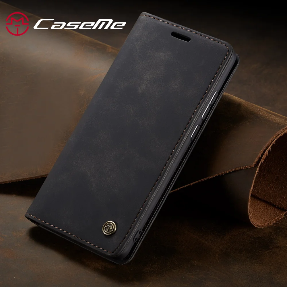 CASEME 013 Series for Samsung Galaxy M10 Retro Flip Leather Phone Case - Black-Cellmalls