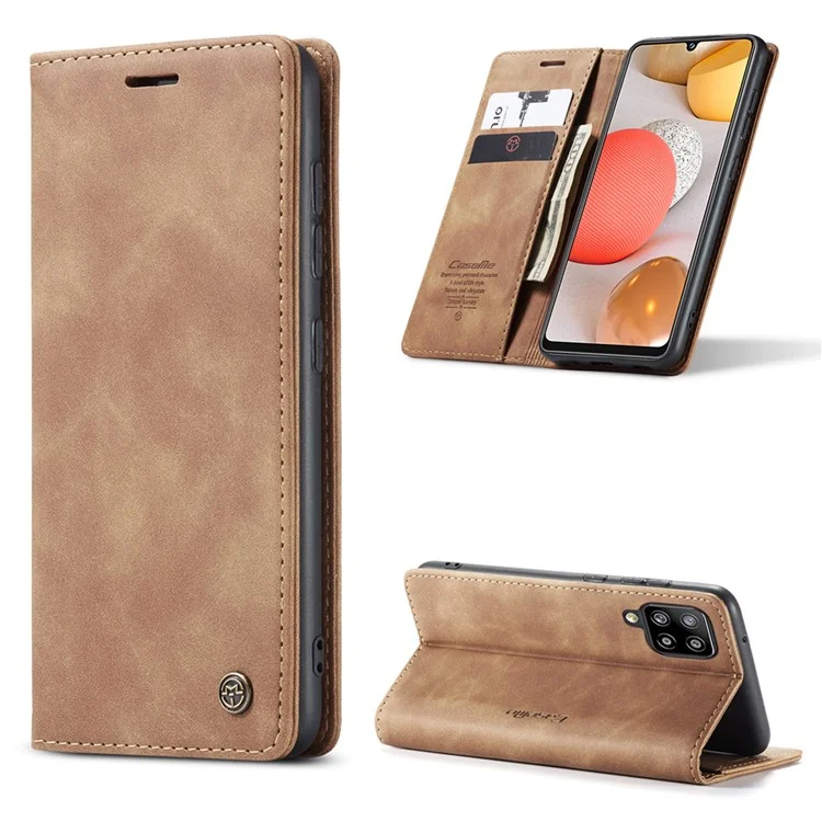 CASEME 013 Series Auto-absorbed Leather Wallet Case for Samsung Galaxy A42 5G - Black-Cellmalls