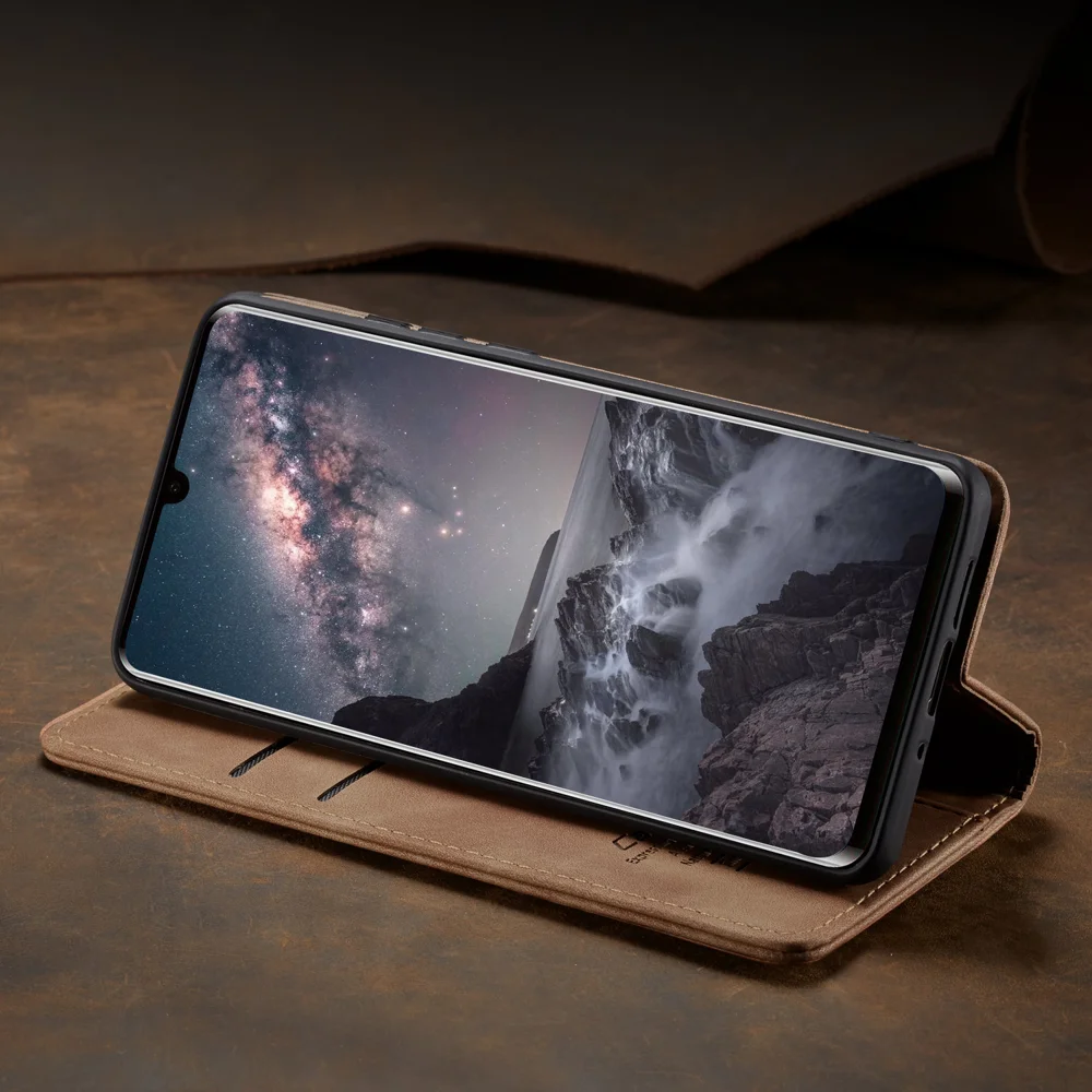 CASEME 013 Series Auto-absorbed Leather Wallet Phone Cover for Samsung Galaxy M20 - Blue-Cellmalls