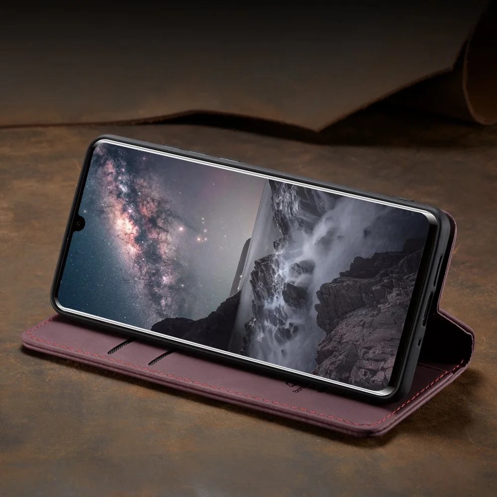 CASEME 013 Series Auto-absorbed Leather Wallet Phone Cover for Samsung Galaxy M20 - Blue-Cellmalls