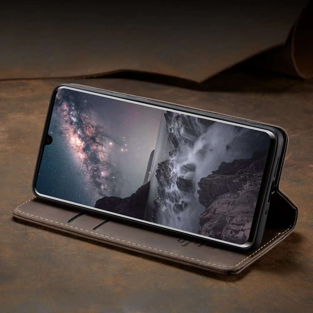 CASEME 013 Series Auto-absorbed Leather Wallet Phone Cover for Samsung Galaxy M20 - Blue-Cellmalls