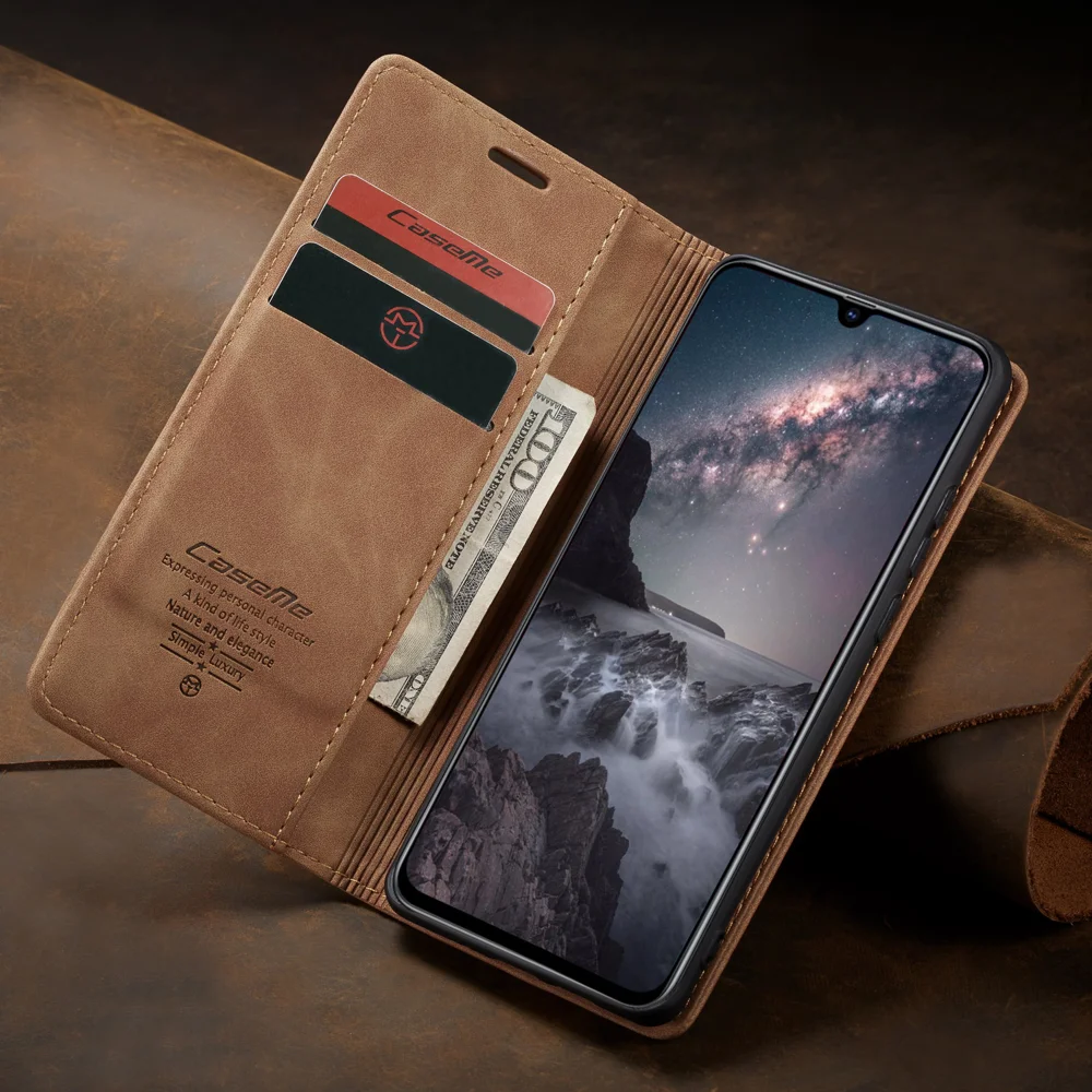 CASEME 013 Series Auto-absorbed Leather Wallet Phone Cover for Samsung Galaxy M20 - Blue-Cellmalls