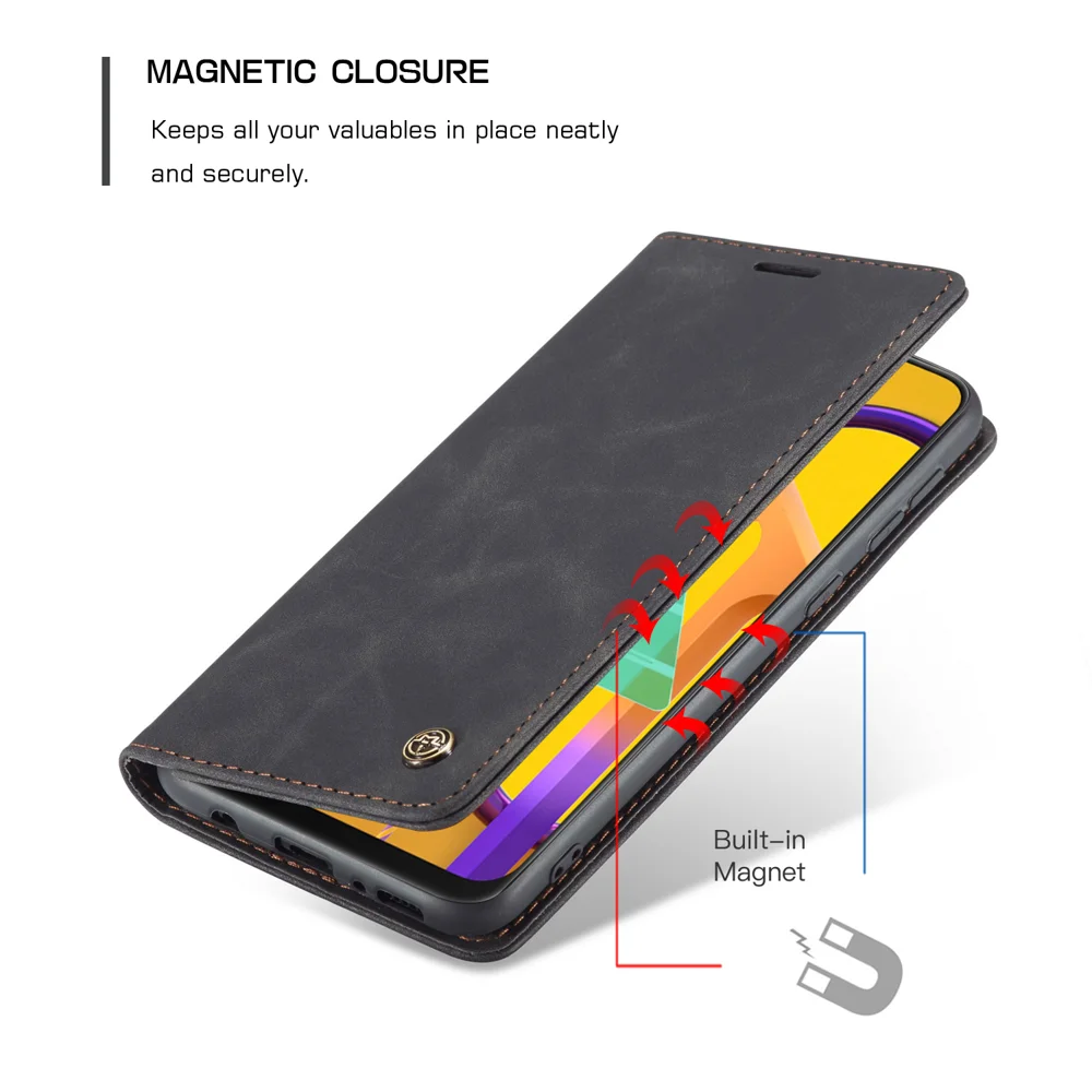 CASEME 013 Series Auto-absorbed Leather with Wallet Shell for Samsung Galaxy M30s/M21  - Black-Cellmalls
