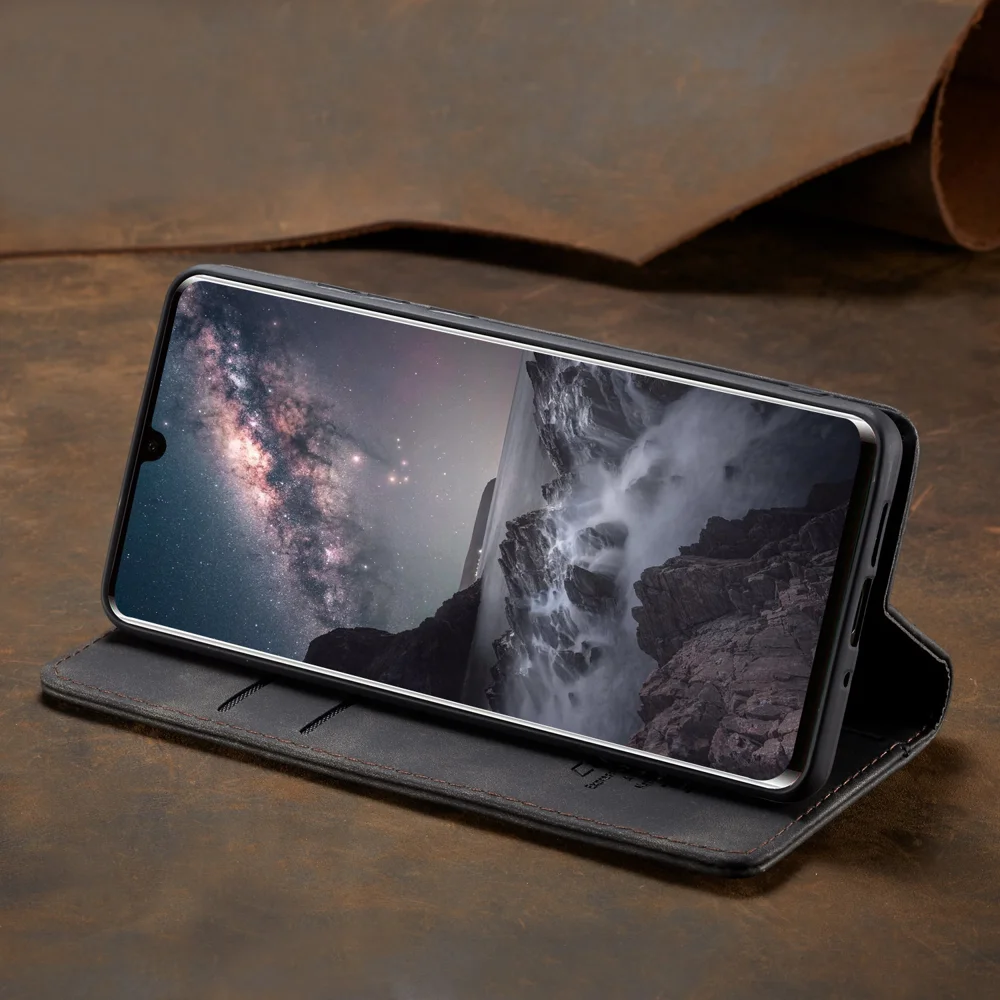 CASEME 013 Series Auto-absorbed Leather Wallet Phone Cover for Samsung Galaxy M20 - Blue-Cellmalls