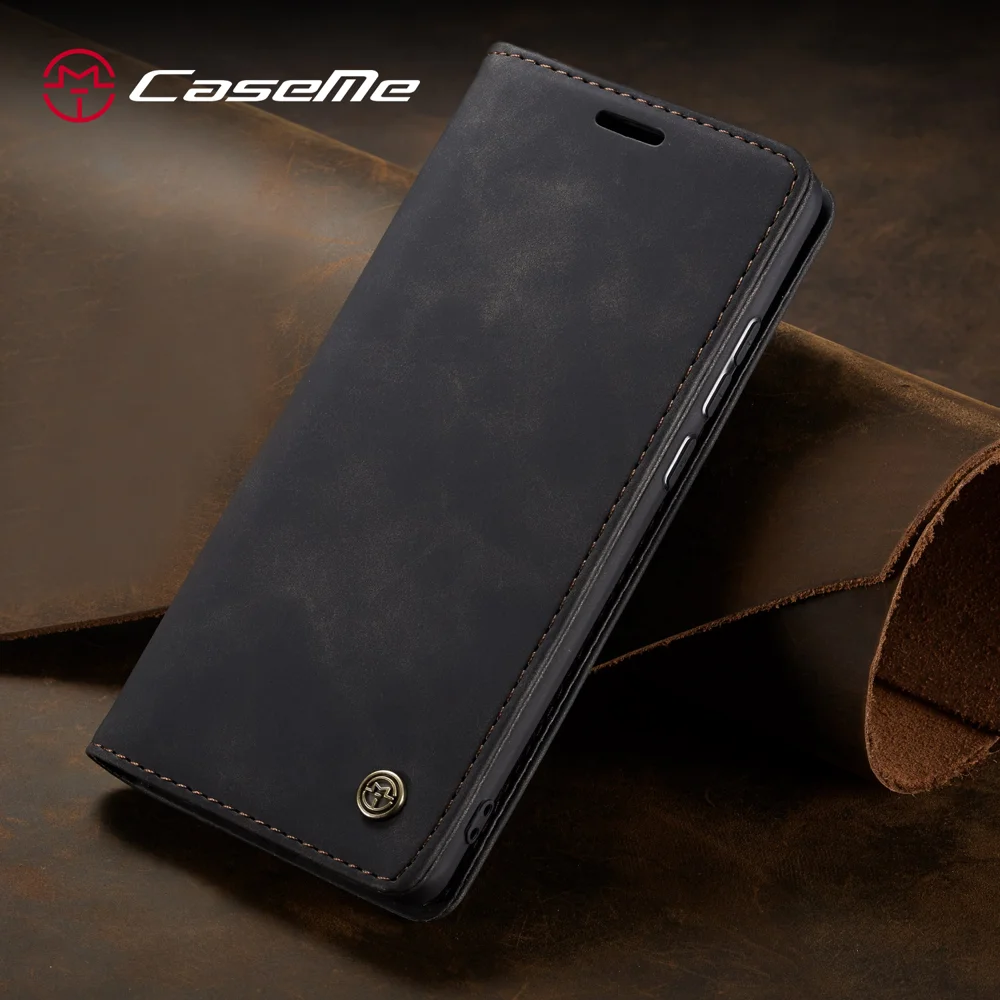 CASEME 013 Series Auto-absorbed Leather Wallet Case Flip Shell for Samsung Galaxy A70s - Black-Cellmalls