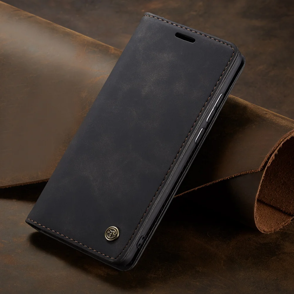 CASEME 013 Series Auto-absorbed Leather Wallet Case Flip Shell for Samsung Galaxy A70s - Black-Cellmalls