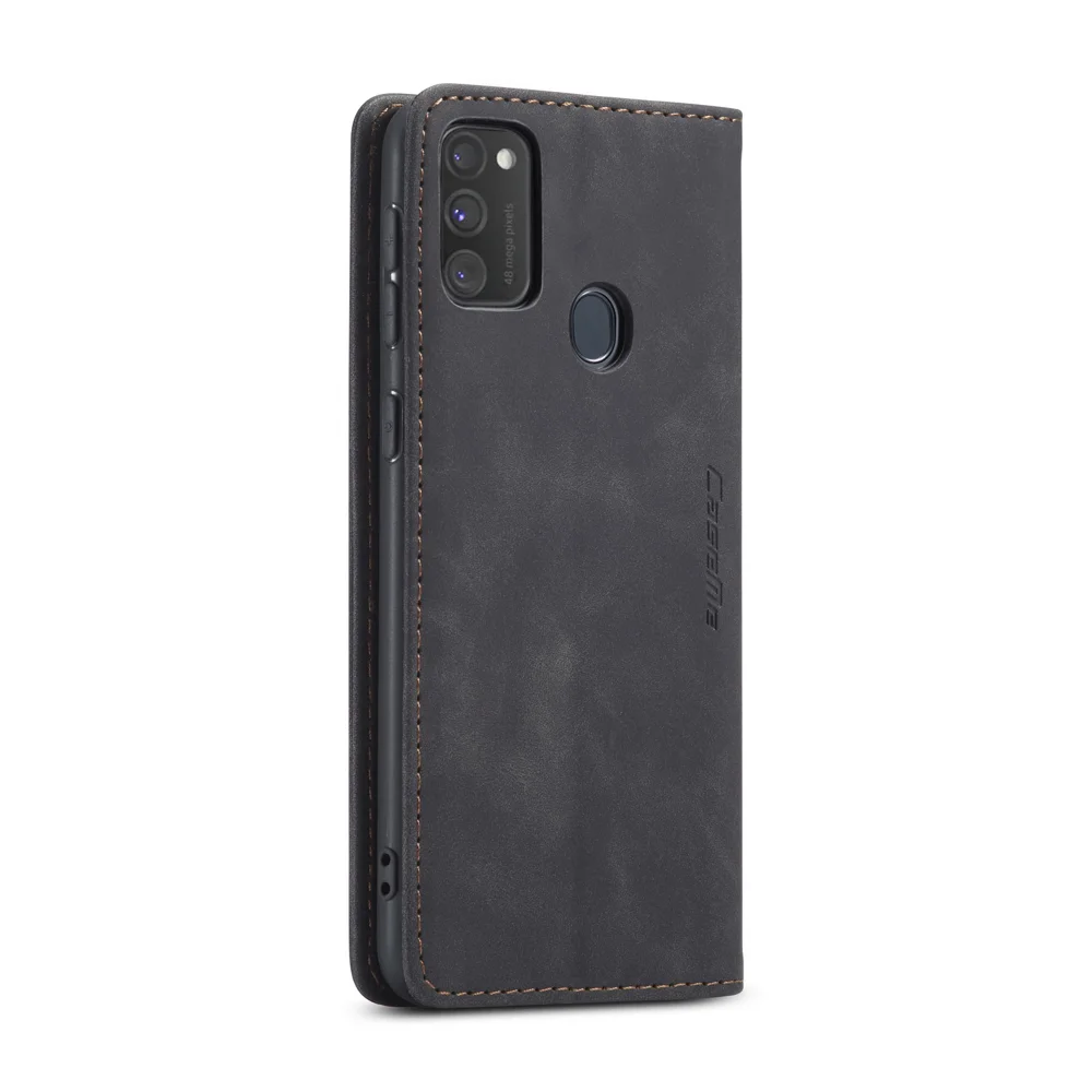 CASEME 013 Series Auto-absorbed Leather with Wallet Shell for Samsung Galaxy M30s/M21  - Black-Cellmalls
