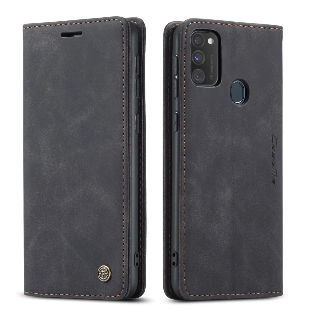 CASEME 013 Series Auto-absorbed Leather with Wallet Shell for Samsung Galaxy M30s/M21  - Black-Cellmalls