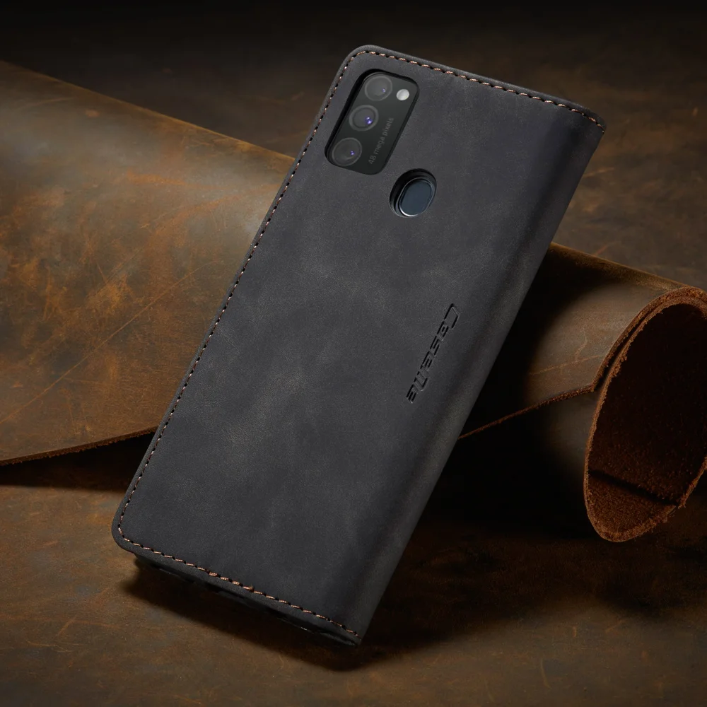 CASEME 013 Series Auto-absorbed Leather with Wallet Shell for Samsung Galaxy M30s/M21  - Black-Cellmalls