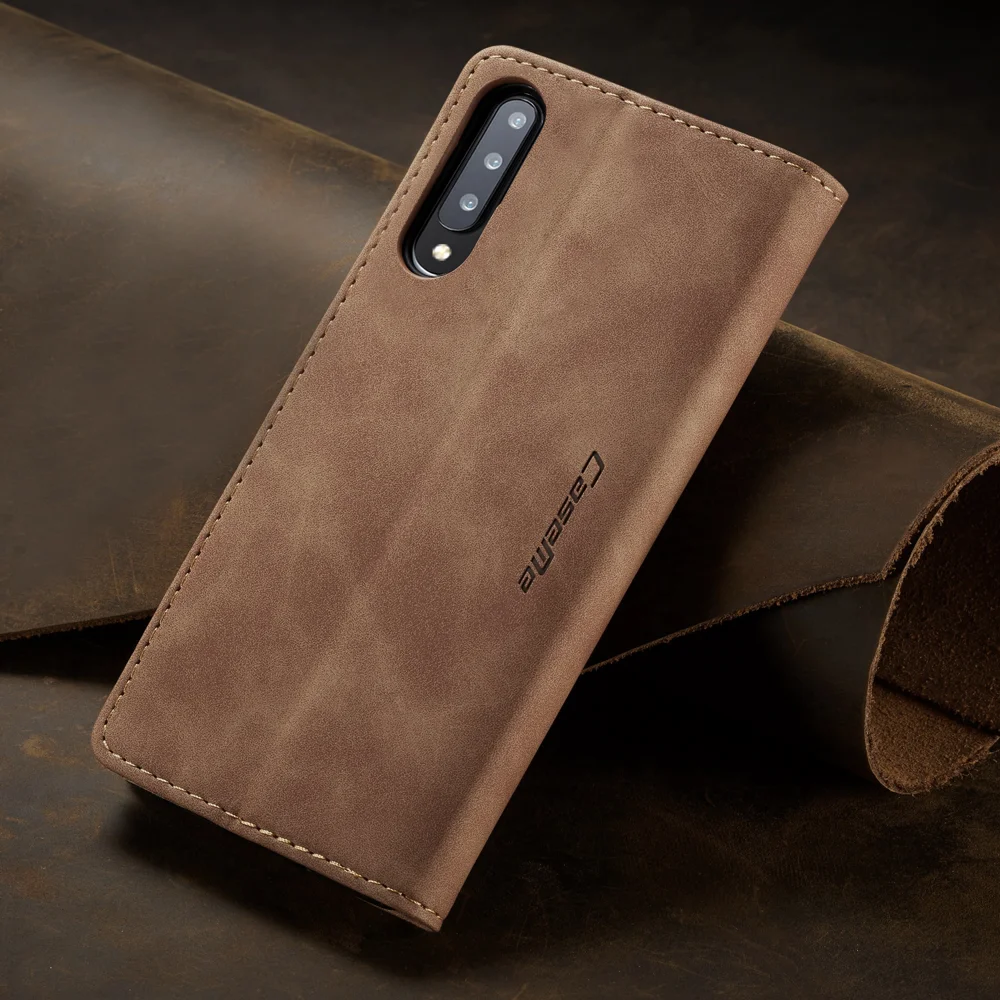 CASEME 013 Series Auto-absorbed Leather Wallet Case Flip Shell for Samsung Galaxy A70s - Black-Cellmalls