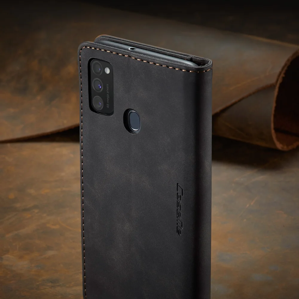 CASEME 013 Series Auto-absorbed Leather with Wallet Shell for Samsung Galaxy M30s/M21  - Black-Cellmalls