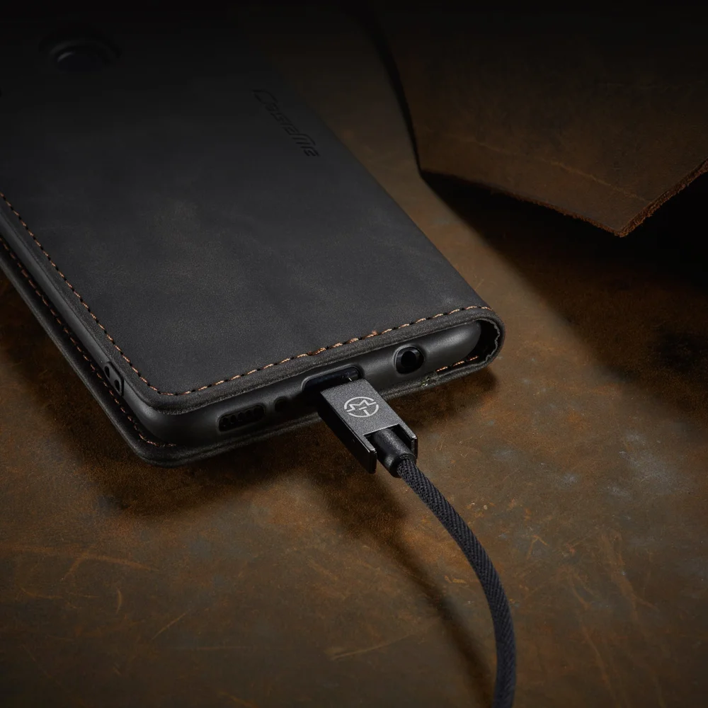 CASEME 013 Series Auto-absorbed Leather with Wallet Shell for Samsung Galaxy M30s/M21  - Black-Cellmalls