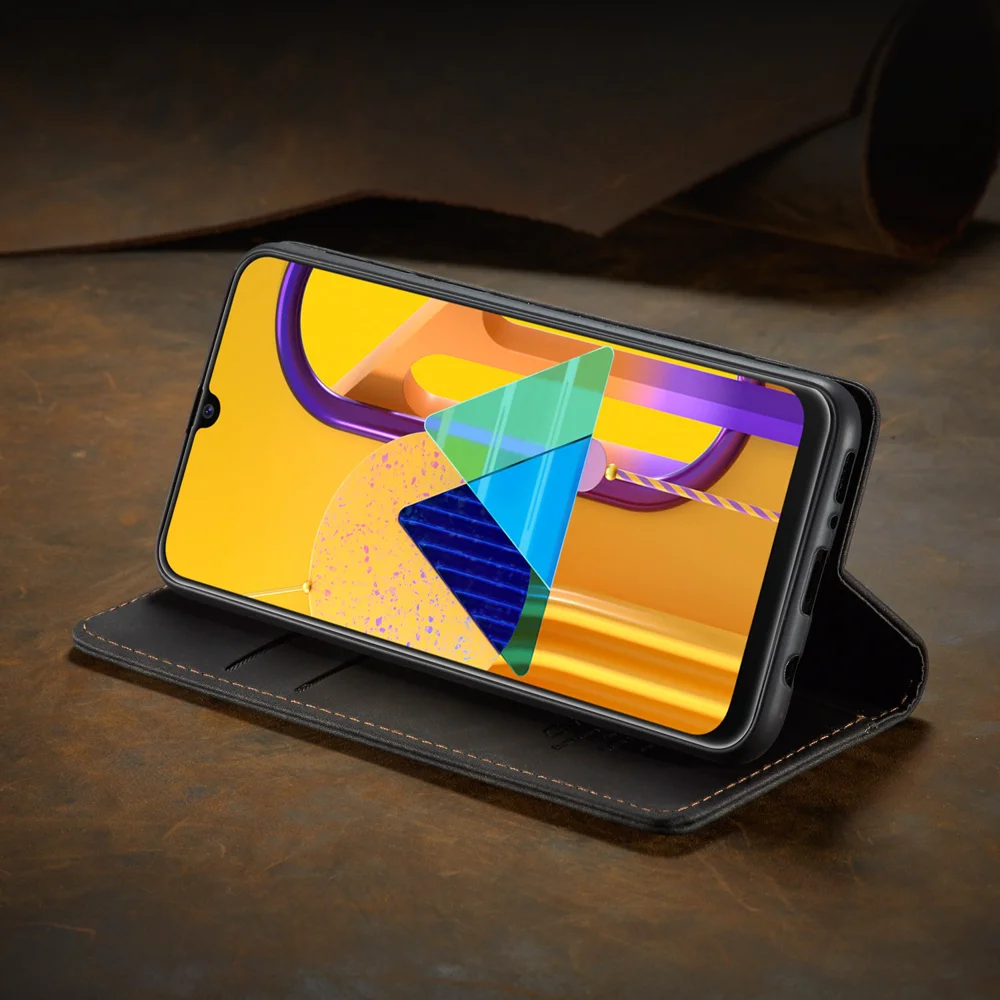 CASEME 013 Series Auto-absorbed Leather with Wallet Shell for Samsung Galaxy M30s/M21  - Black-Cellmalls