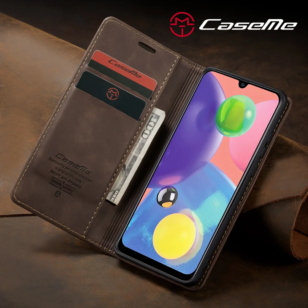 CASEME 013 Series Auto-absorbed Leather Wallet Case Flip Shell for Samsung Galaxy A70s - Black-Cellmalls