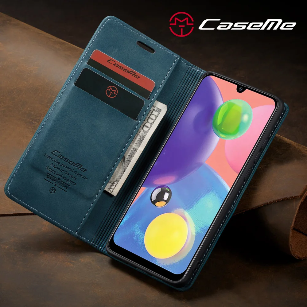 CASEME 013 Series Auto-absorbed Leather Wallet Case Flip Shell for Samsung Galaxy A70s - Black-Cellmalls