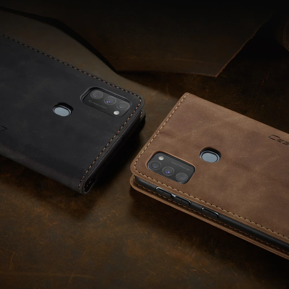 CASEME 013 Series Auto-absorbed Leather with Wallet Shell for Samsung Galaxy M30s/M21  - Black-Cellmalls