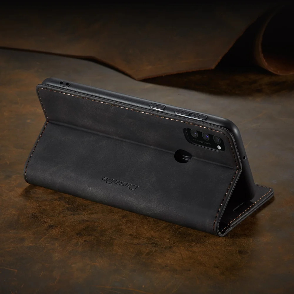 CASEME 013 Series Auto-absorbed Leather with Wallet Shell for Samsung Galaxy M30s/M21  - Black-Cellmalls