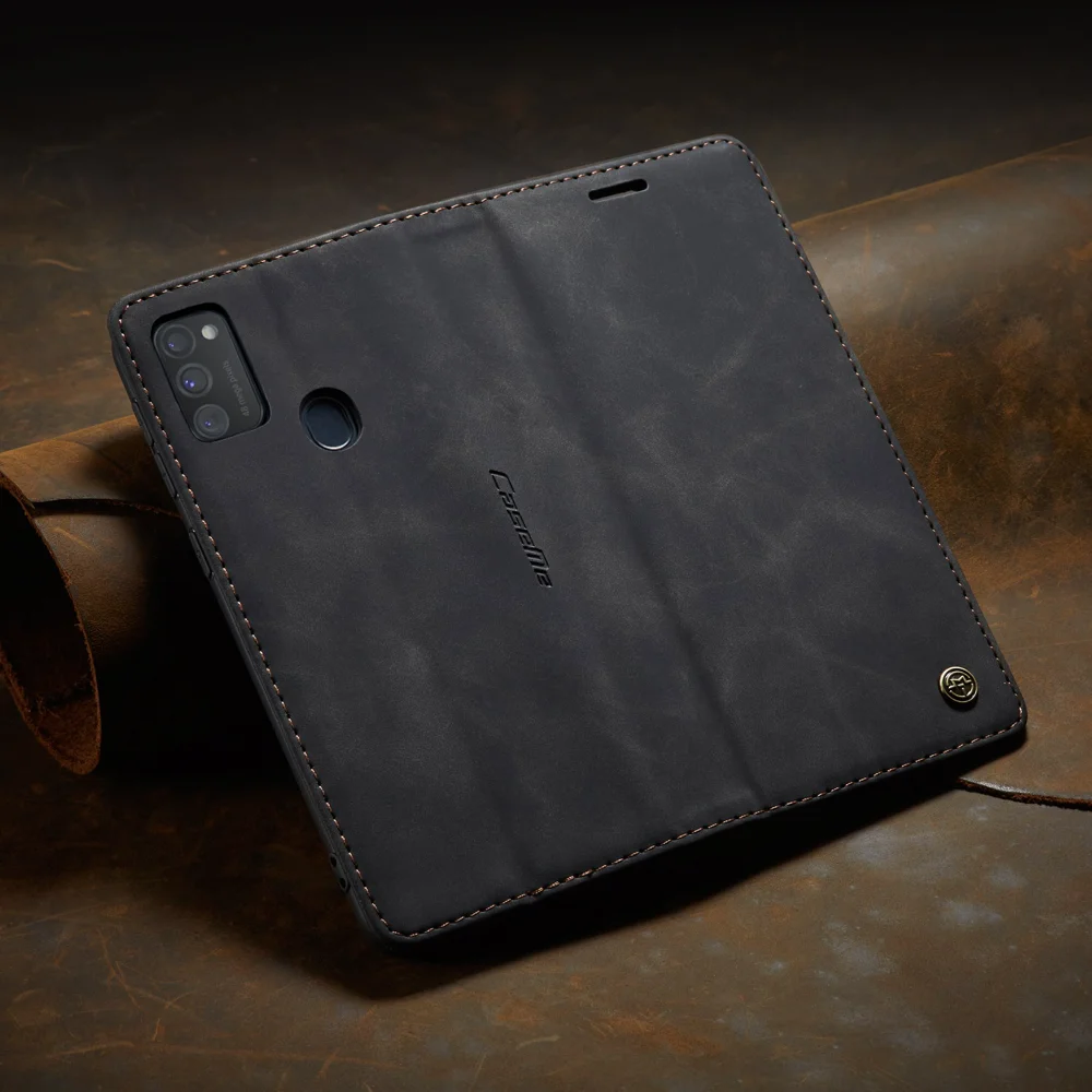 CASEME 013 Series Auto-absorbed Leather with Wallet Shell for Samsung Galaxy M30s/M21  - Black-Cellmalls