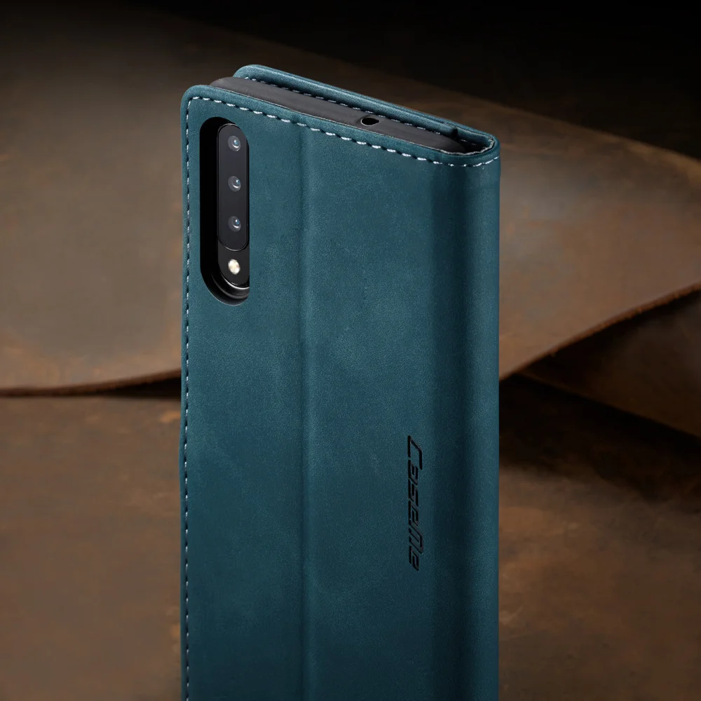 CASEME 013 Series Auto-absorbed Leather Wallet Case Flip Shell for Samsung Galaxy A70s - Black-Cellmalls