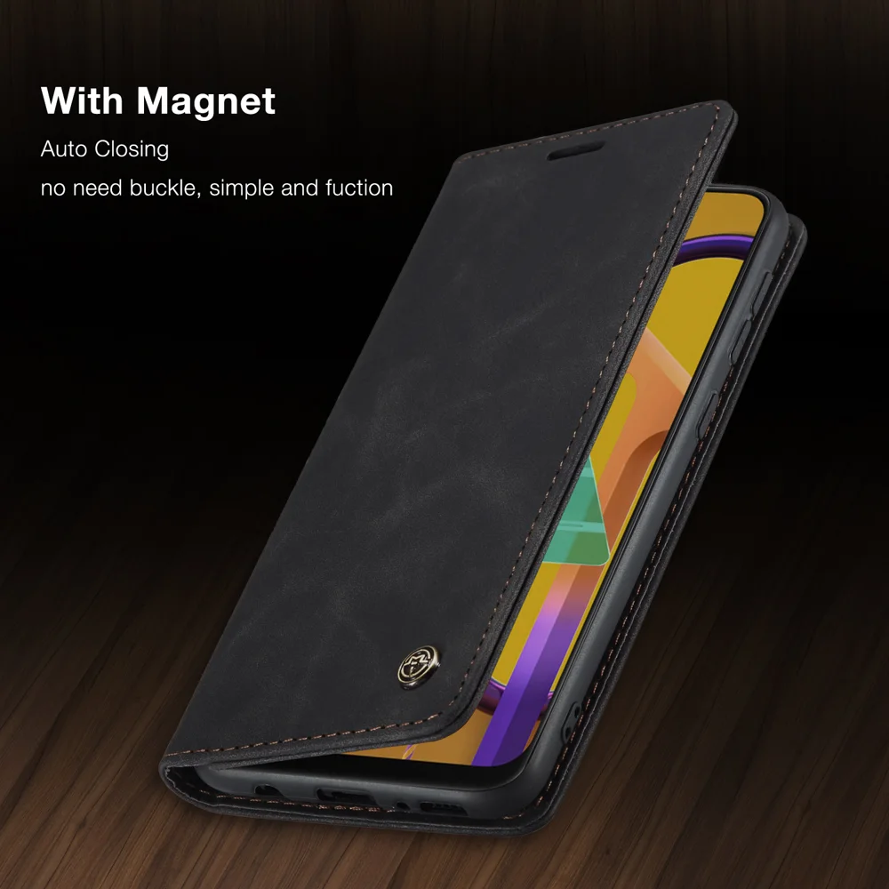 CASEME 013 Series Auto-absorbed Leather with Wallet Shell for Samsung Galaxy M30s/M21  - Black-Cellmalls