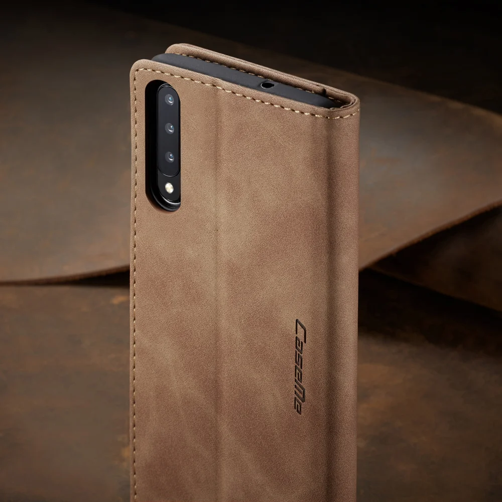 CASEME 013 Series Auto-absorbed Leather Wallet Case Flip Shell for Samsung Galaxy A70s - Black-Cellmalls