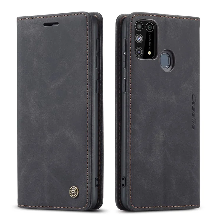 CASEME 013 Series Auto-absorbed Leather Shell for Samsung Galaxy M31 - Black-Cellmalls