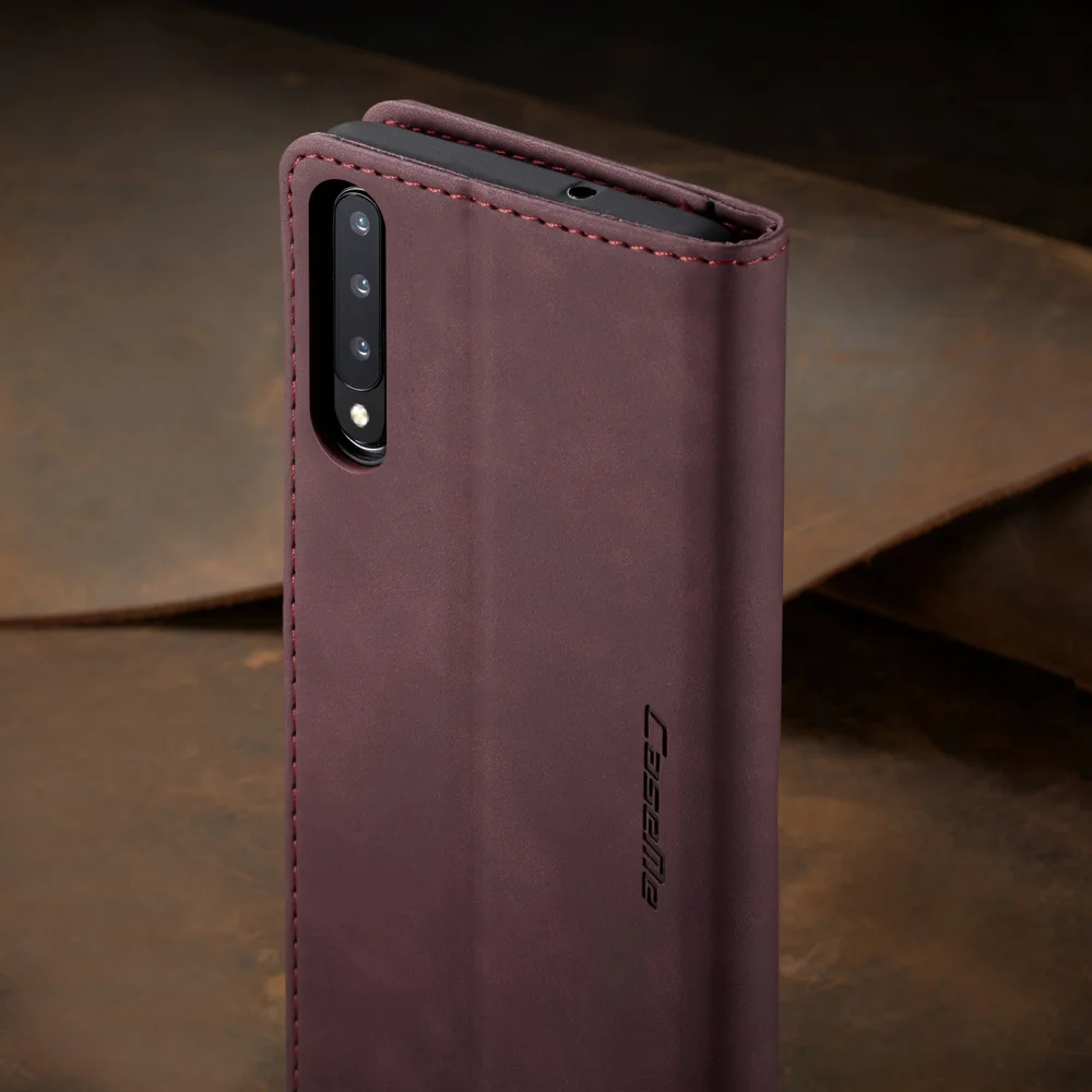 CASEME 013 Series Auto-absorbed Leather Wallet Case Flip Shell for Samsung Galaxy A70s - Black-Cellmalls