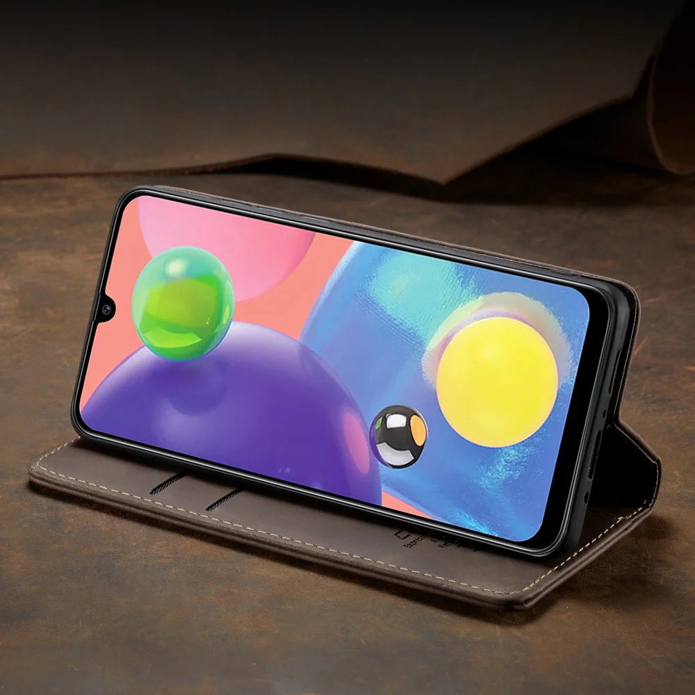 CASEME 013 Series Auto-absorbed Leather Wallet Case Flip Shell for Samsung Galaxy A70s - Black-Cellmalls