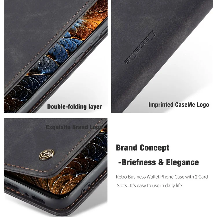 CASEME 013 Series Auto-absorbed Leather Shell for Samsung Galaxy M31 - Black-Cellmalls