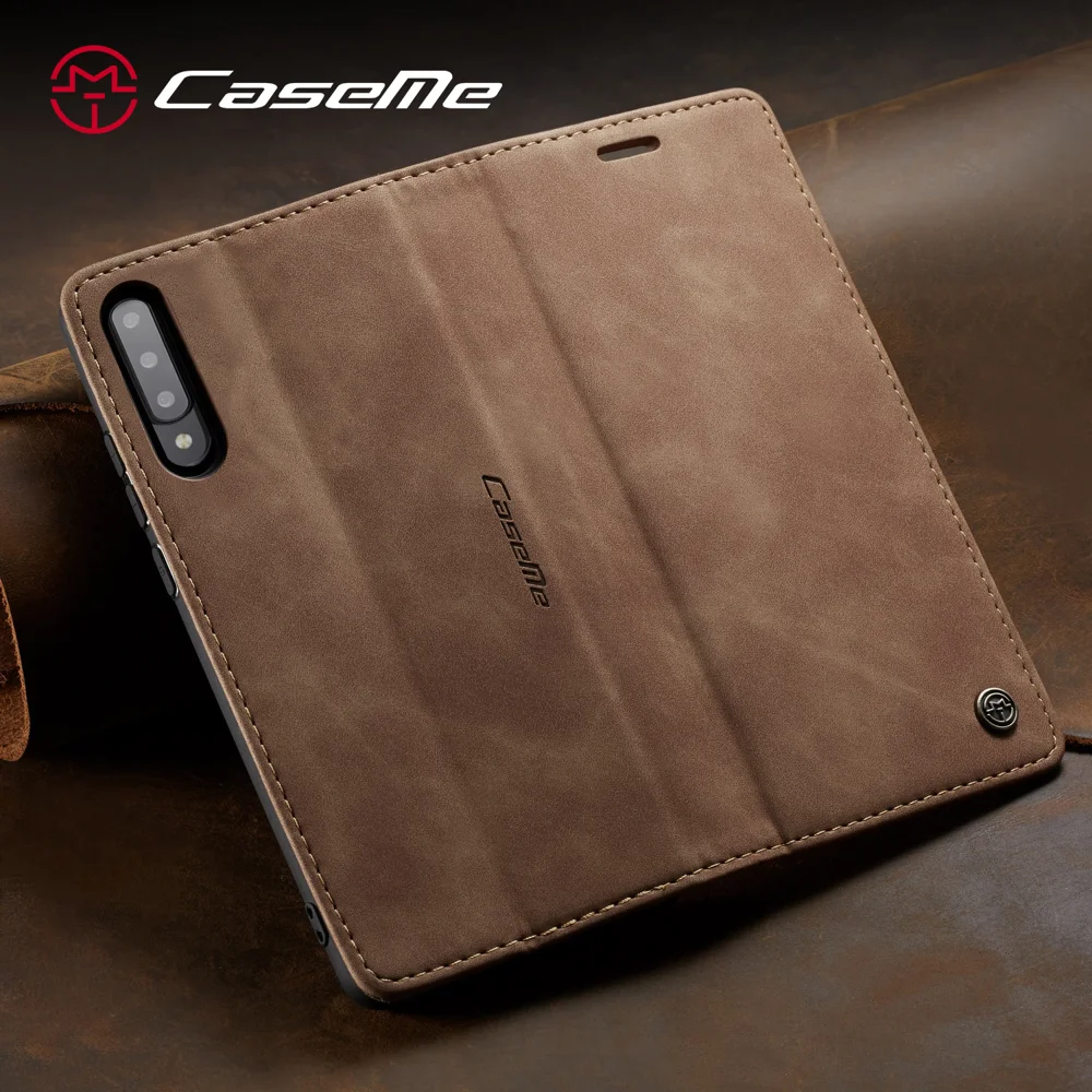 CASEME 013 Series Auto-absorbed Leather Wallet Case Flip Shell for Samsung Galaxy A70s - Black-Cellmalls