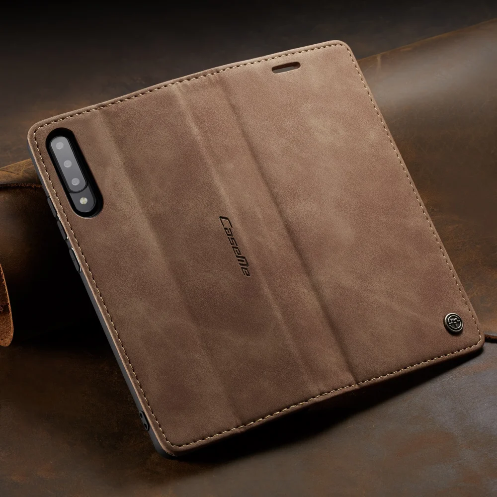 CASEME 013 Series Auto-absorbed Leather Wallet Case Flip Shell for Samsung Galaxy A70s - Black-Cellmalls