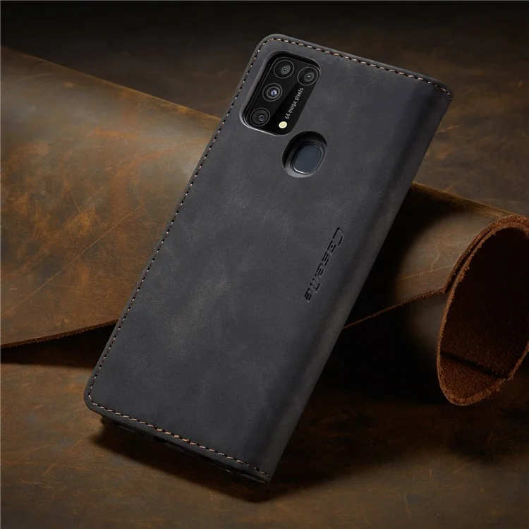 CASEME 013 Series Auto-absorbed Leather Shell for Samsung Galaxy M31 - Black-Cellmalls