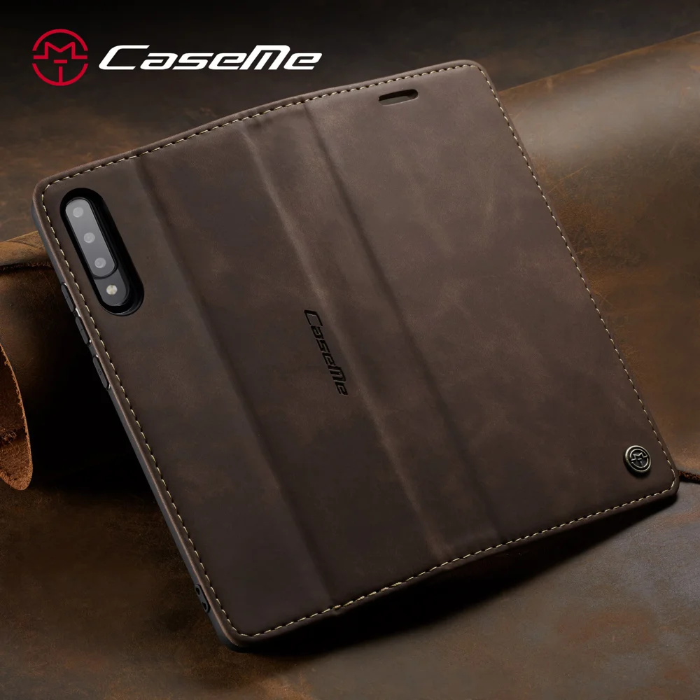 CASEME 013 Series Auto-absorbed Leather Wallet Case Flip Shell for Samsung Galaxy A70s - Black-Cellmalls