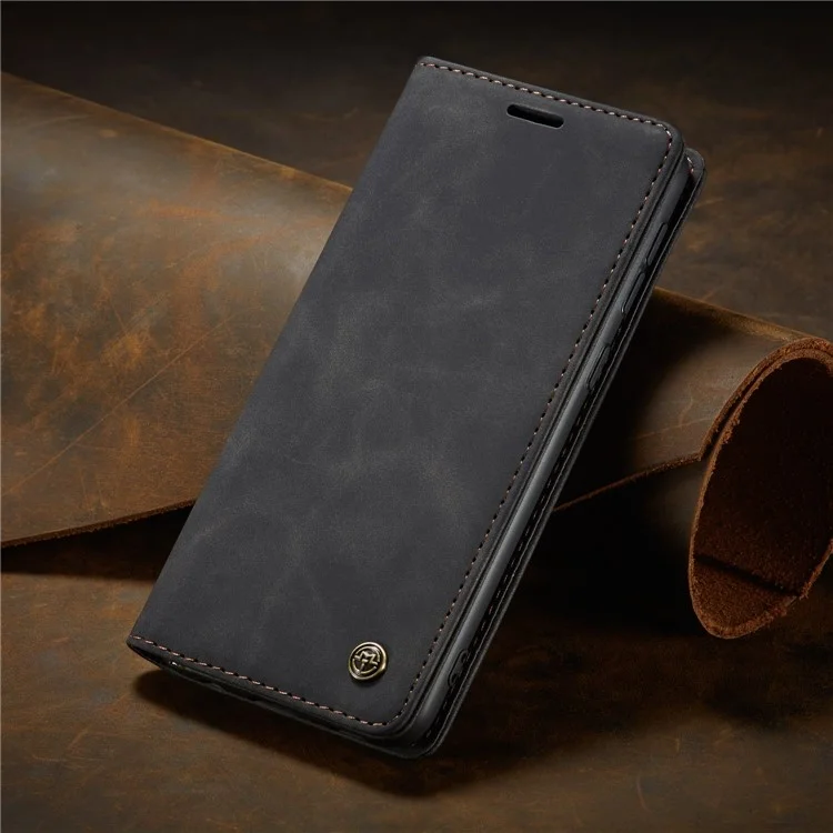 CASEME 013 Series Auto-absorbed Leather Shell for Samsung Galaxy M31 - Black-Cellmalls
