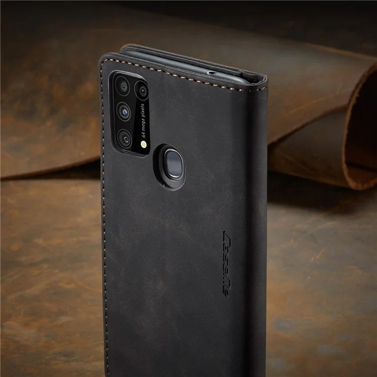 CASEME 013 Series Auto-absorbed Leather Shell for Samsung Galaxy M31 - Black-Cellmalls