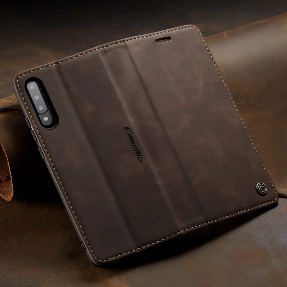 CASEME 013 Series Auto-absorbed Leather Wallet Case Flip Shell for Samsung Galaxy A70s - Black-Cellmalls
