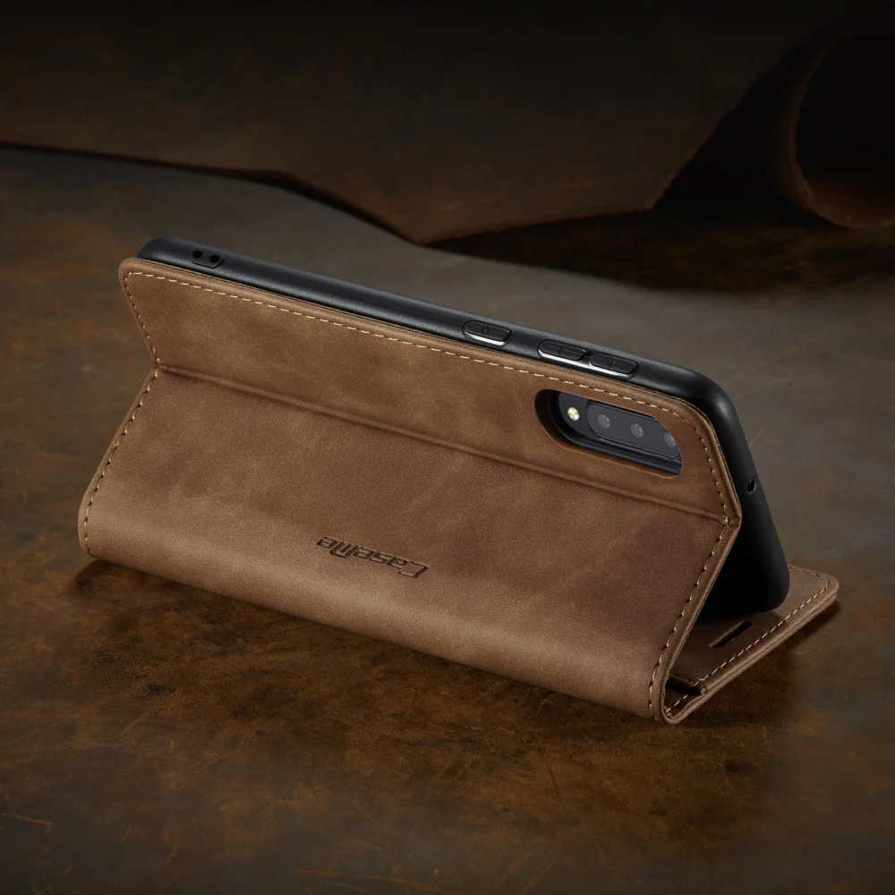 CASEME 013 Series Auto-absorbed Leather Wallet Case Flip Shell for Samsung Galaxy A70s - Black-Cellmalls