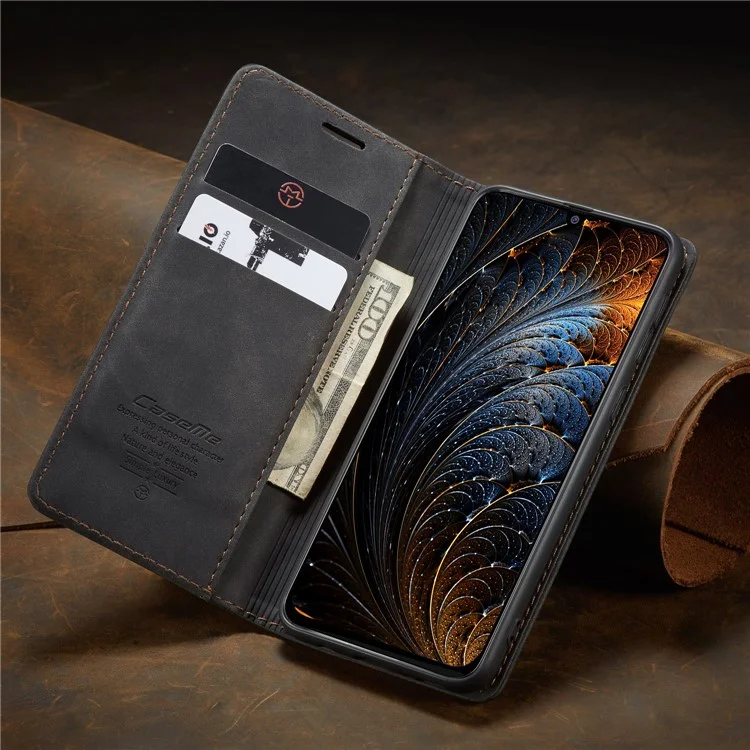 CASEME 013 Series Auto-absorbed Leather Shell for Samsung Galaxy M31 - Black-Cellmalls