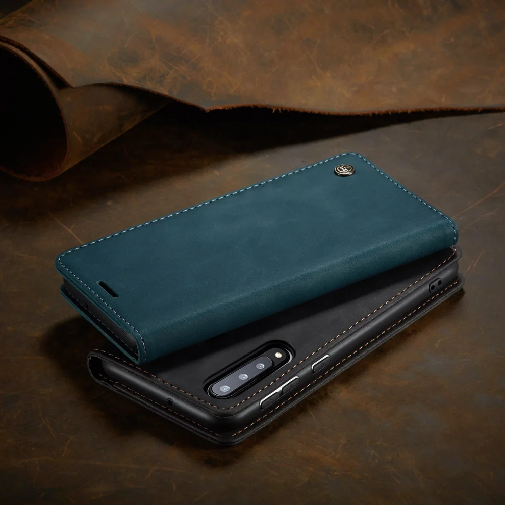 CASEME 013 Series Auto-absorbed Leather Wallet Case Flip Shell for Samsung Galaxy A70s - Black-Cellmalls