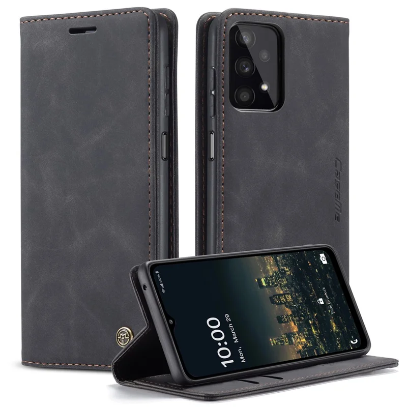 CASEME 013 Series Simple Design Automatic Suction Leather Wallet Case for Samsung Galaxy A32 5G/M32 5G - Black-Cellmalls