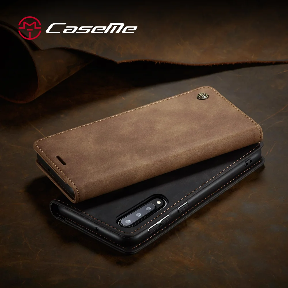 CASEME 013 Series Auto-absorbed Leather Wallet Case Flip Shell for Samsung Galaxy A70s - Black-Cellmalls