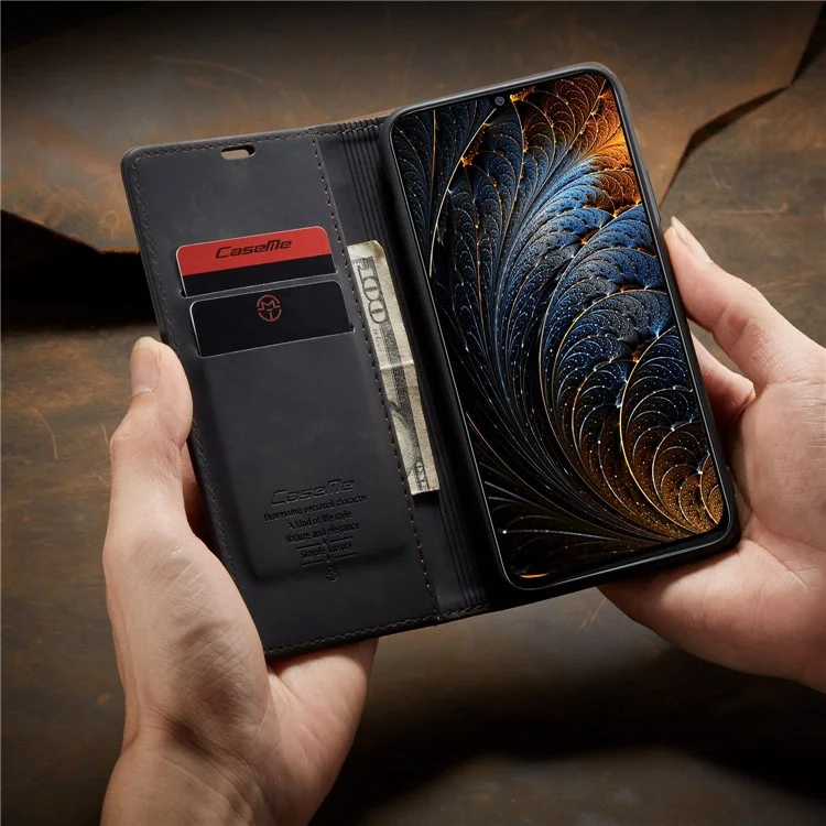 CASEME 013 Series Auto-absorbed Leather Shell for Samsung Galaxy M31 - Black-Cellmalls