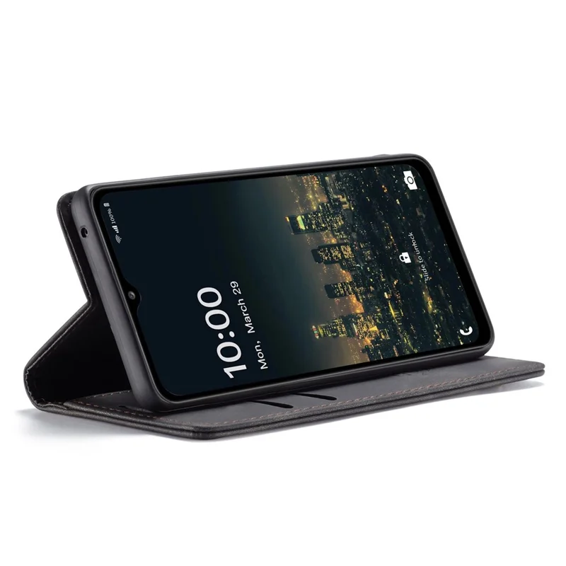 CASEME 013 Series Simple Design Automatic Suction Leather Wallet Case for Samsung Galaxy A32 5G/M32 5G - Black-Cellmalls