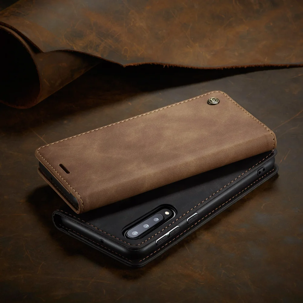 CASEME 013 Series Auto-absorbed Leather Wallet Case Flip Shell for Samsung Galaxy A70s - Black-Cellmalls