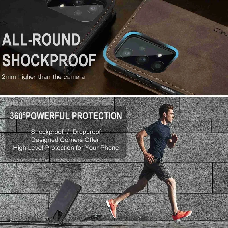 CASEME 013 Series Simple Design Automatic Suction Leather Wallet Case for Samsung Galaxy A32 5G/M32 5G - Black-Cellmalls