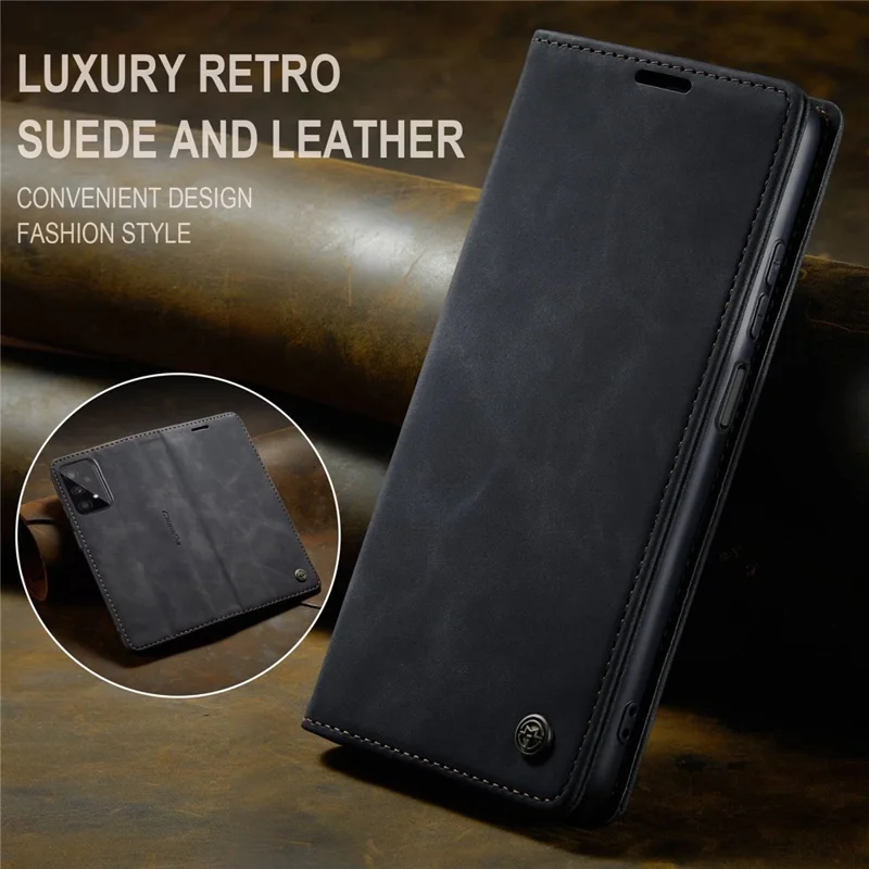 CASEME 013 Series Simple Design Automatic Suction Leather Wallet Case for Samsung Galaxy A32 5G/M32 5G - Black-Cellmalls