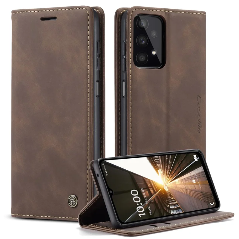 CASEME 013 Series Simple Design Automatic Suction Leather Wallet Case for Samsung Galaxy A32 5G/M32 5G - Black-Cellmalls
