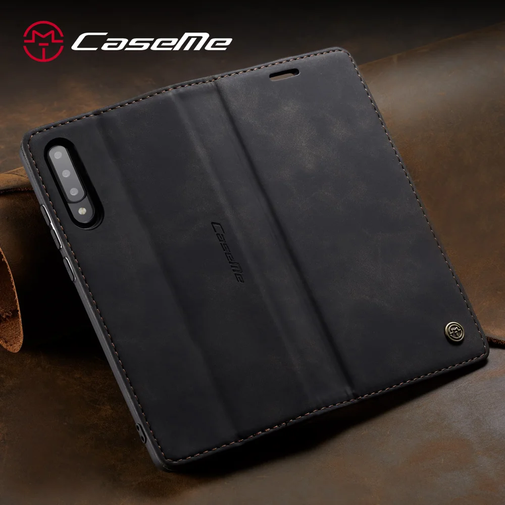 CASEME 013 Series Auto-absorbed Leather Wallet Case Flip Shell for Samsung Galaxy A70s - Black-Cellmalls
