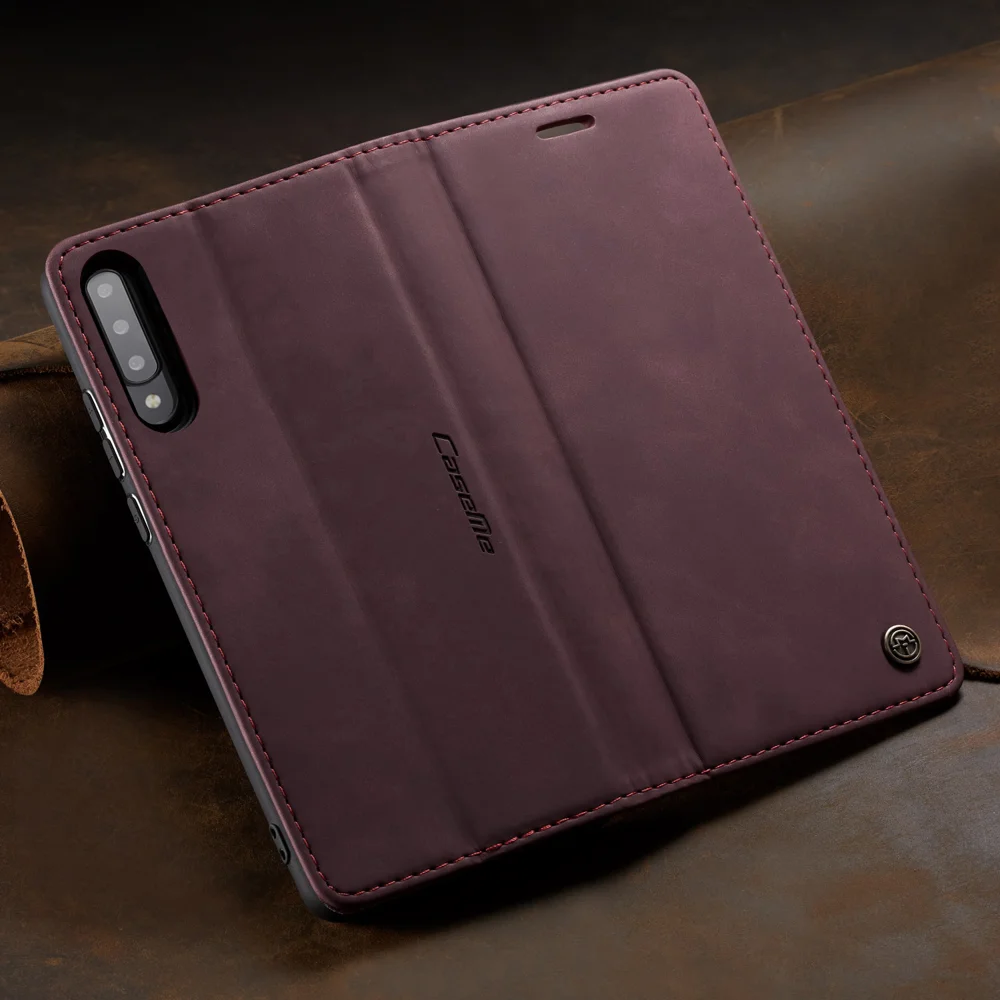 CASEME 013 Series Auto-absorbed Leather Wallet Case Flip Shell for Samsung Galaxy A70s - Black-Cellmalls