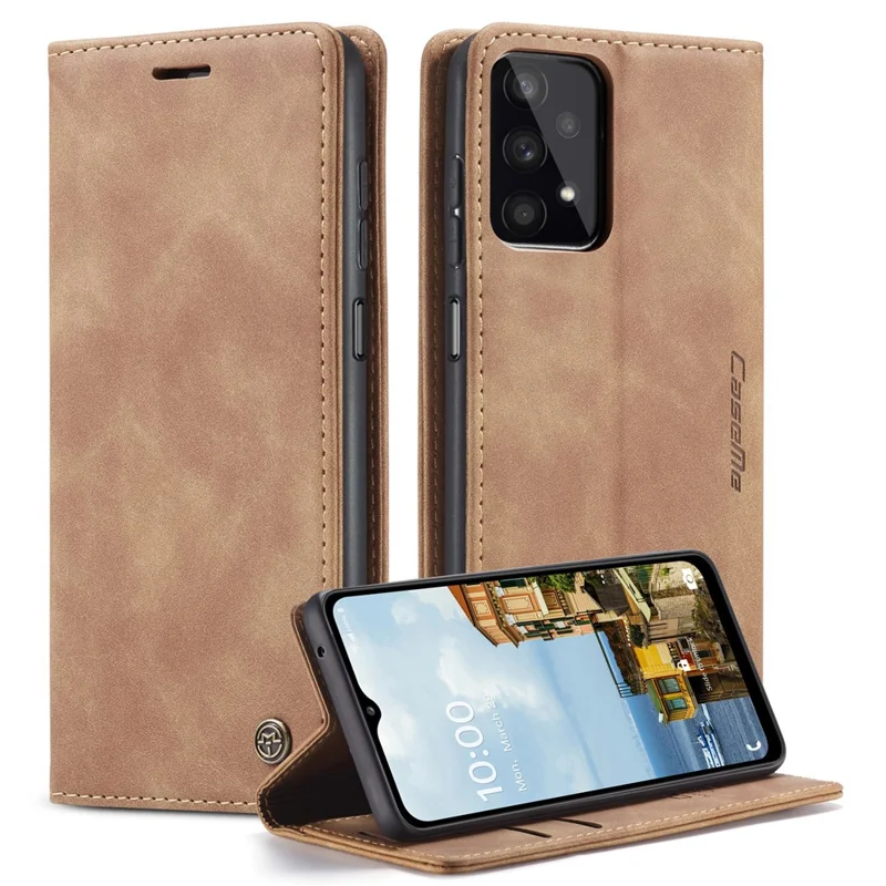 CASEME 013 Series Simple Design Automatic Suction Leather Wallet Case for Samsung Galaxy A32 5G/M32 5G - Black-Cellmalls